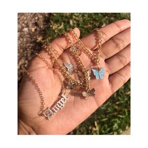 Blue Butterfly Anklet Set